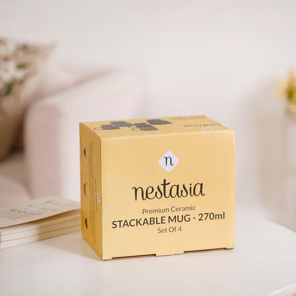 Ribelle Ceramic Stackable Mug Set Of 4 Sage Green 270ml