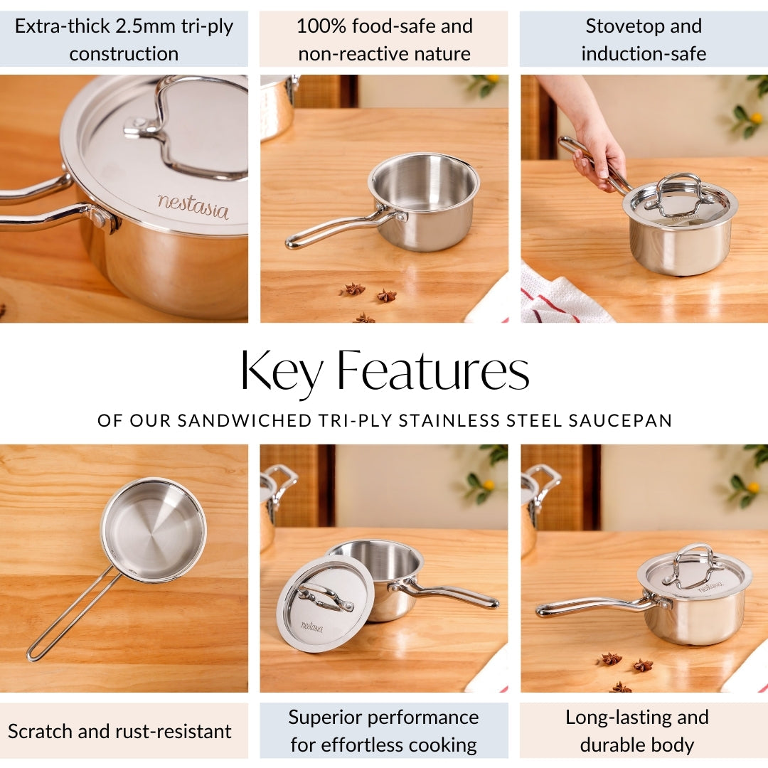 Saucepan Tri Ply Stainless Steel 1100ml