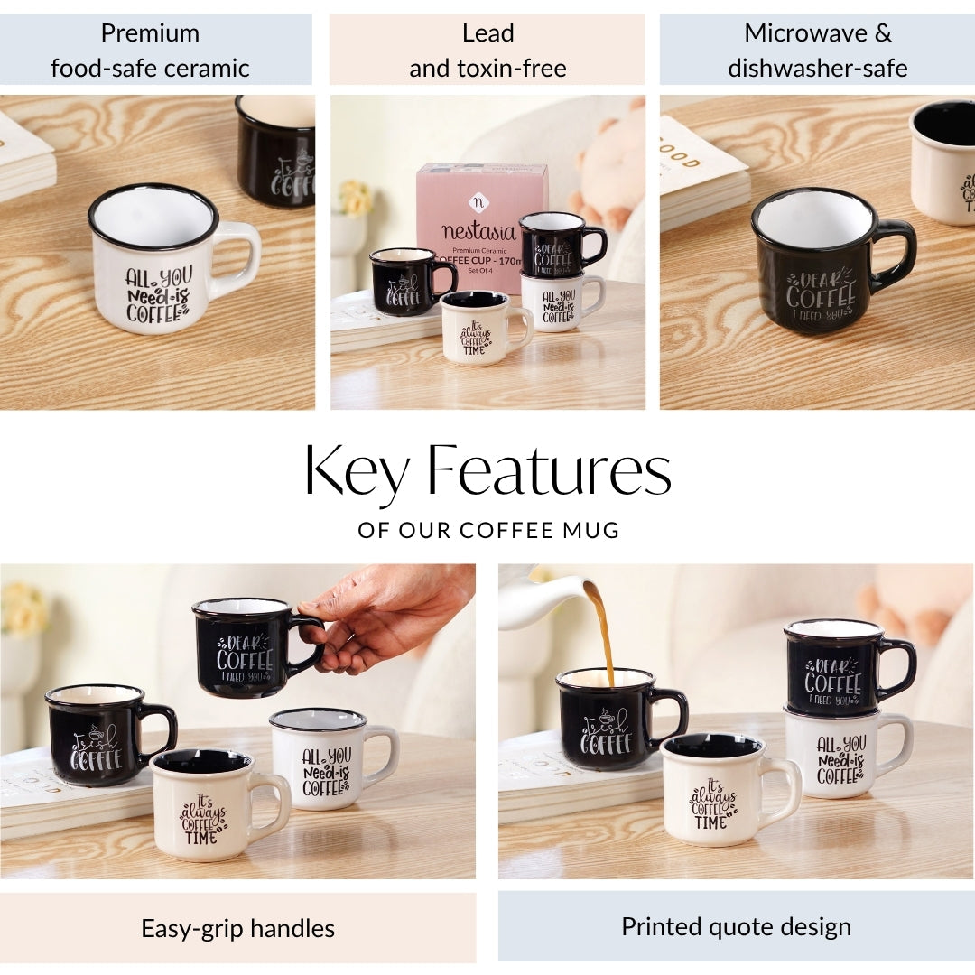 Sassy Brew Quotes Coffee Cup Set Of 4 170ml