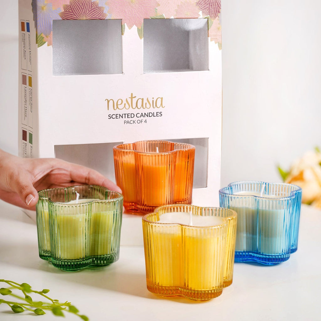 Scented Oasis Fragrant Lucky Leaf Candle Set Of 4