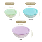 Sealpro Fluted Glass Mixing Bowls With Lids Set Of 3