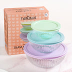 Sealpro Fluted Glass Mixing Bowls With Lids Set Of 3