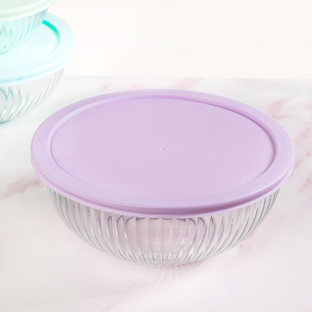 Sealpro Fluted Glass Mixing Bowls With Lids Set Of 3