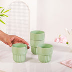 Serene Sage Stackable Ceramic Cup Set Of 4 280ml
