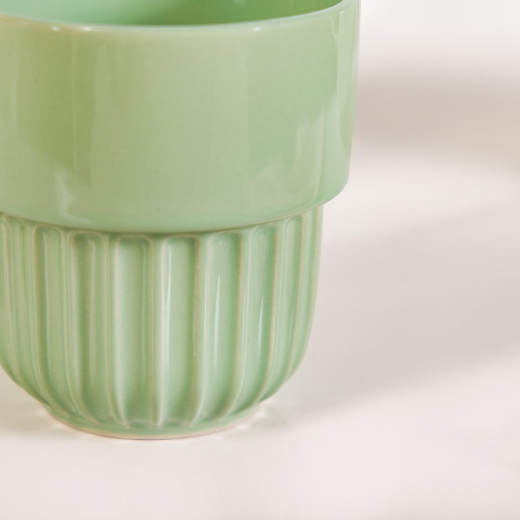 Serene Sage Stackable Ceramic Cup Set Of 4 280ml