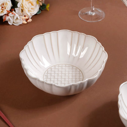 Moroccan Motif Serving Bowl Stoneware Ivory Set Of 2 1200ml
