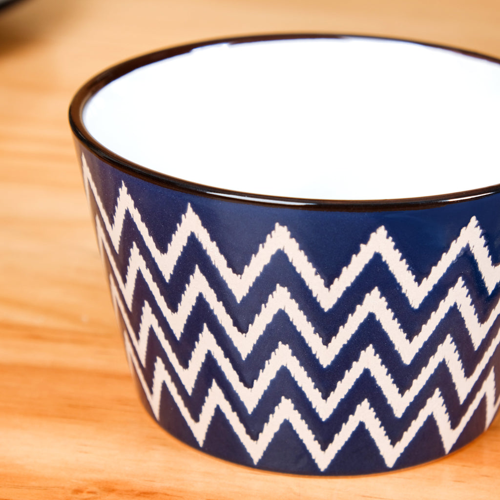 Oscilla Ceramic Serving Bowl Set Of 4 Navy 650ml