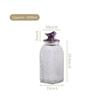 Set Of 2 Basket Weave Glass Jar With Purple Bird Lid 2000ml