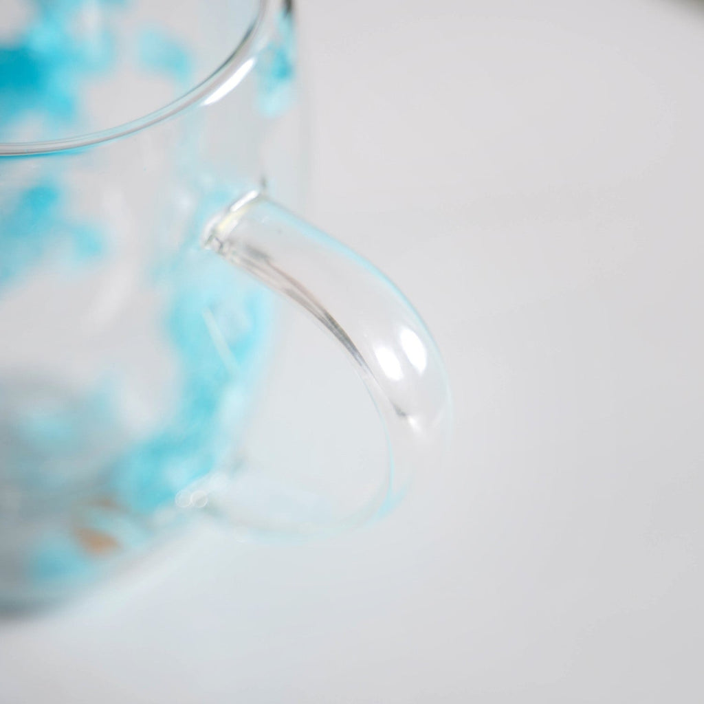 Set Of 2 Double Walled Flower Coffee Mug Blue 350ml