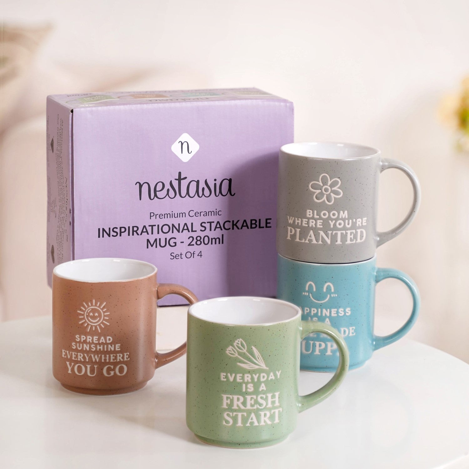 Inspiring Stackable Mug Set Of 4 280ml