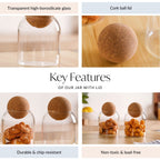 Cork Ball Lid Scandinavian Glass Jar Set of 2 500ml