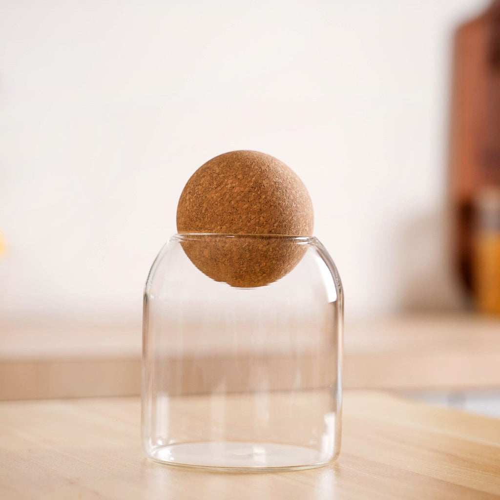 Cork Ball Lid Scandinavian Glass Jar Set of 2 500ml