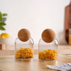 Cork Ball Lid Scandinavian Glass Jar Set of 2 500ml