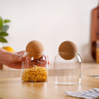 Cork Ball Lid Scandinavian Glass Jar Set of 2 500ml