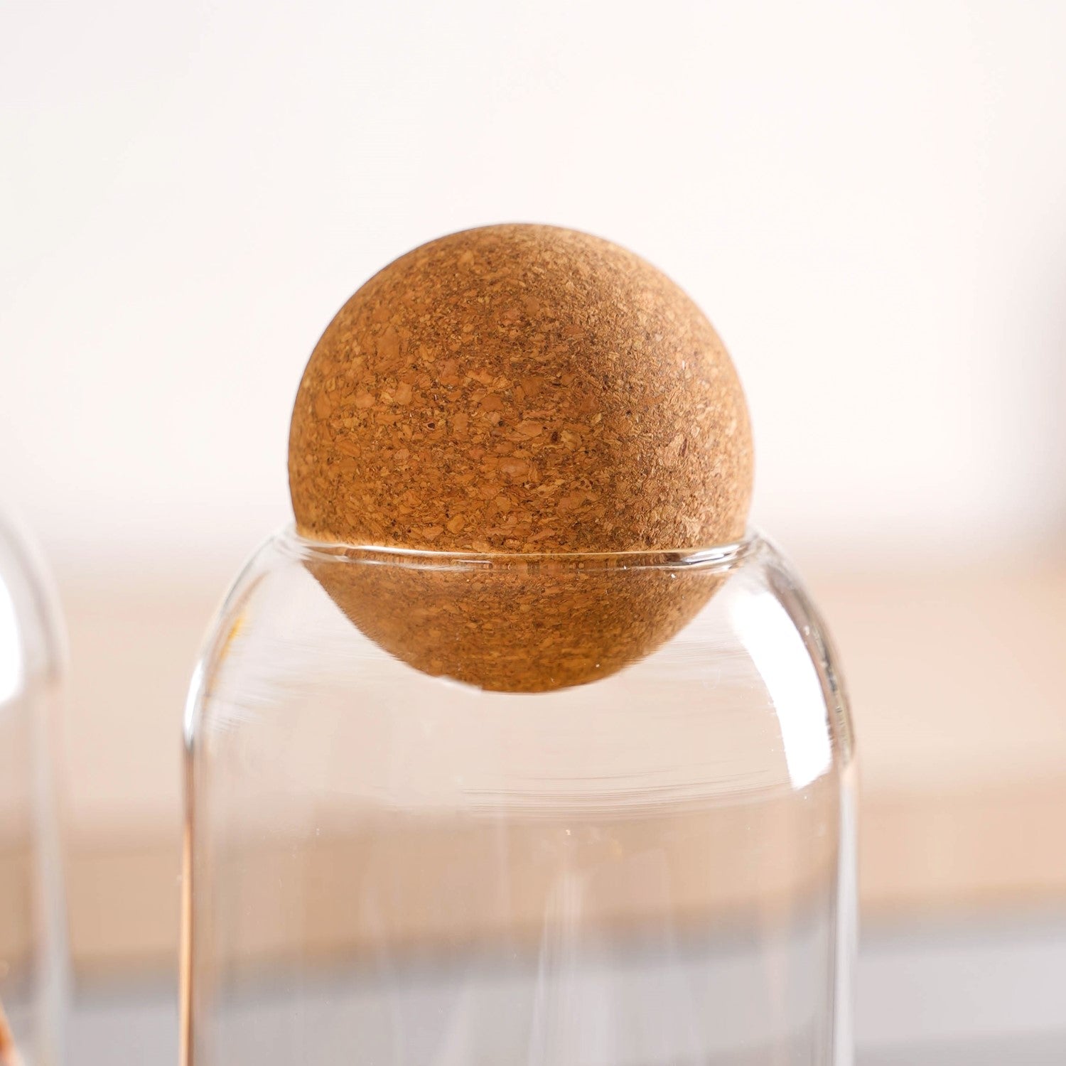 Set Of 2 Cork Ball Glass Jars 750ml