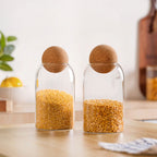 Set Of 2 Cork Ball Glass Jars 750ml