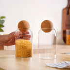 Set Of 2 Cork Ball Glass Jars 750ml