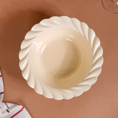 Scallop Vanilla White Serving Bowl Set Of 2 1000ml