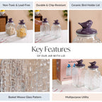Set Of 2 Glass Storage Container with Ceramic Bird Lid 1500ml