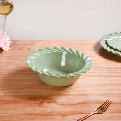 Green Scallop Luxury Serving  Bowls Set Of 2 1000ml