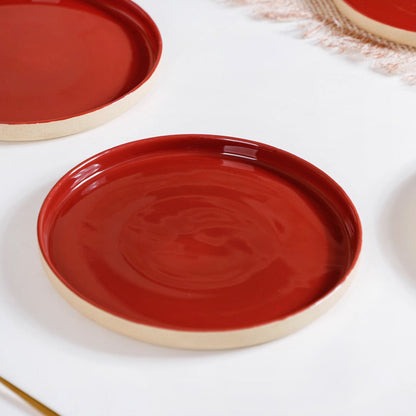 Amber Ceramic Clay Dinner Plates Set Of 4 9 Inch