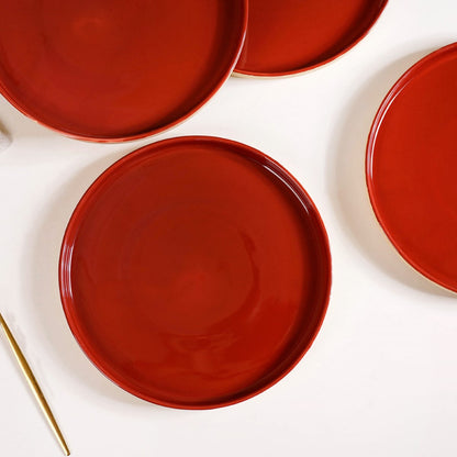 Amber Ceramic Clay Dinner Plates Set Of 4 9 Inch