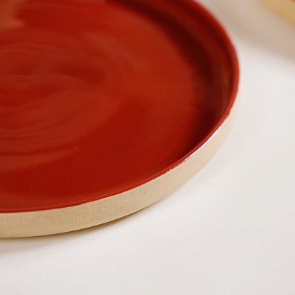 Amber Ceramic Clay Dinner Plates Set Of 4 9 Inch