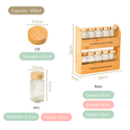 Set Of 10 Glass Jars With Wooden Storage Rack For Kitchen