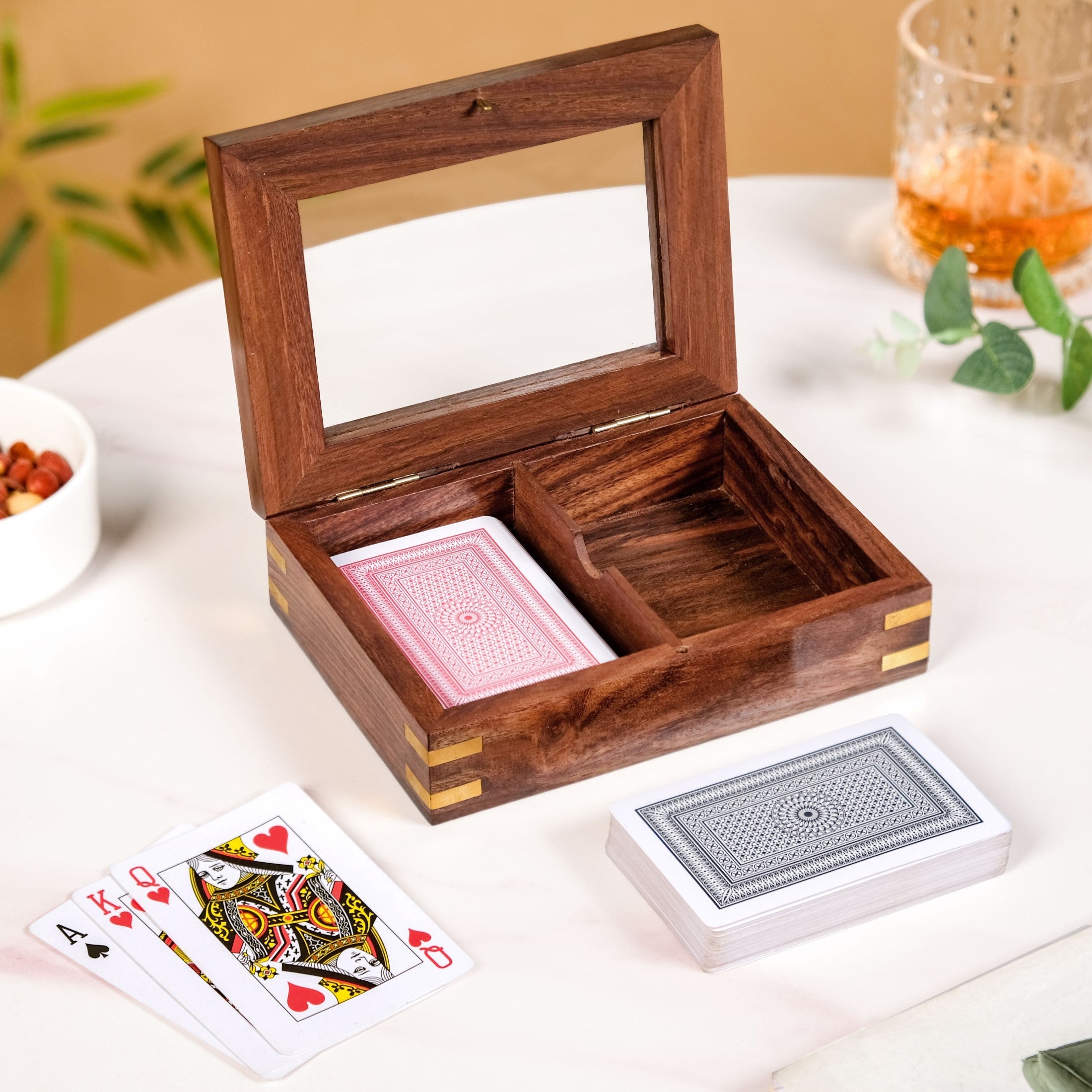Playing Cards Set Of 2 in Wooden Display Box