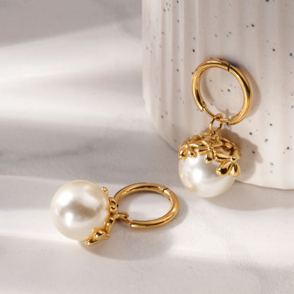 Floral Top Pearl Drop Earrings