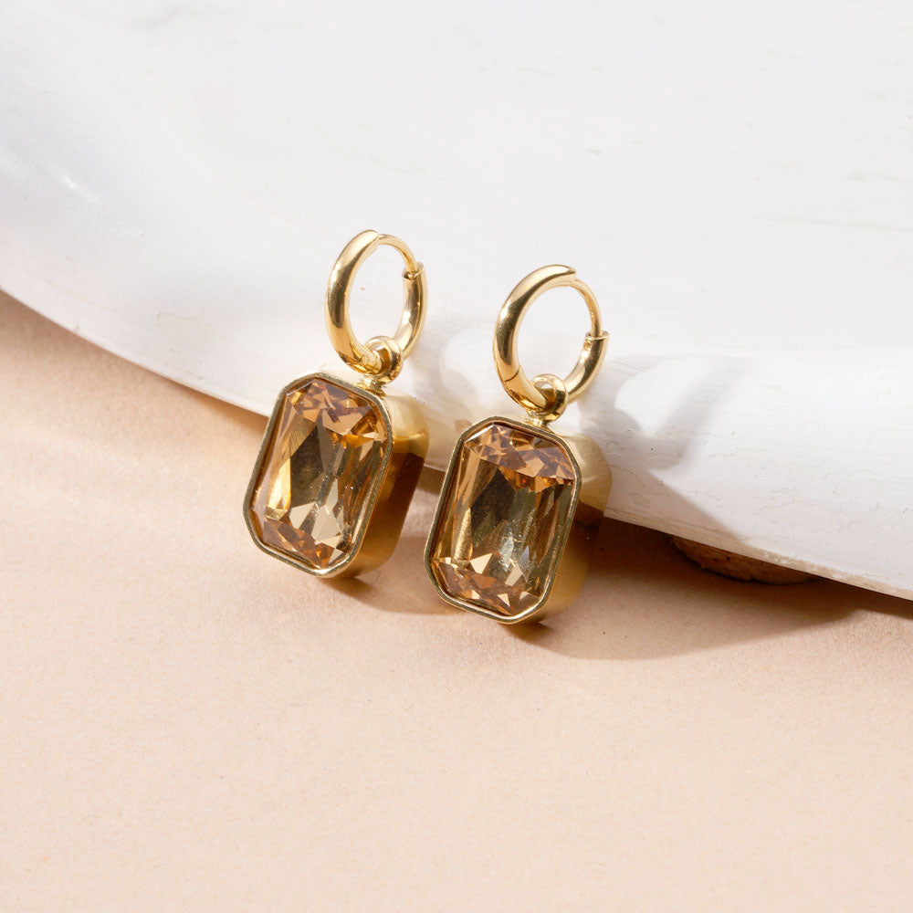 Cuboid CZ Stone Drop Earrings