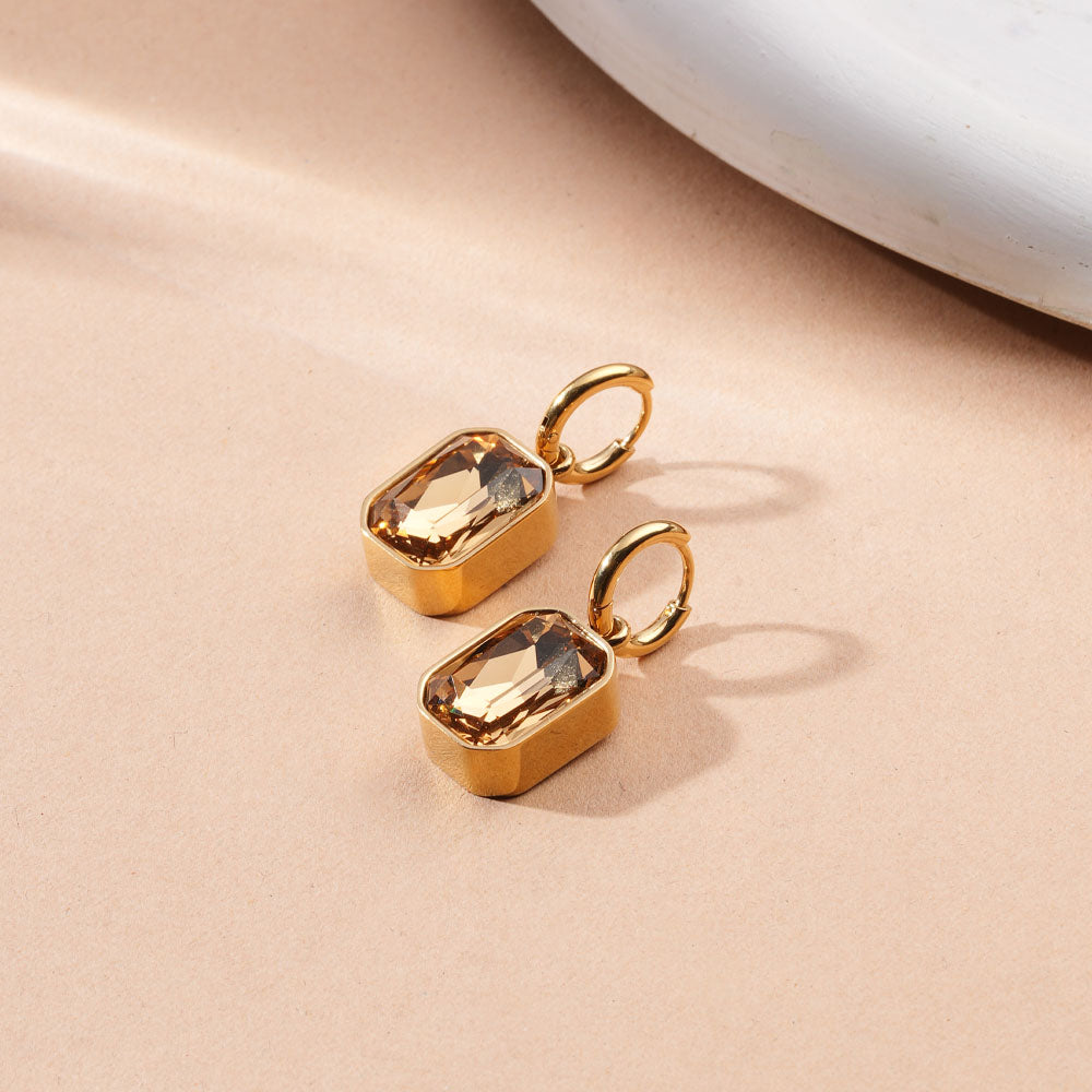 Cuboid CZ Stone Drop Earrings