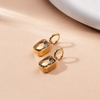 Cuboid CZ Stone Drop Earrings