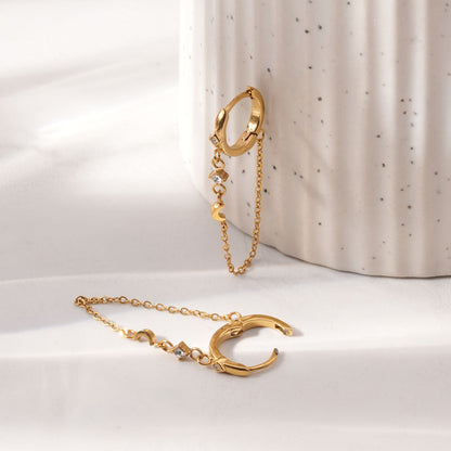 Hoop & Dangling Chain Earrings