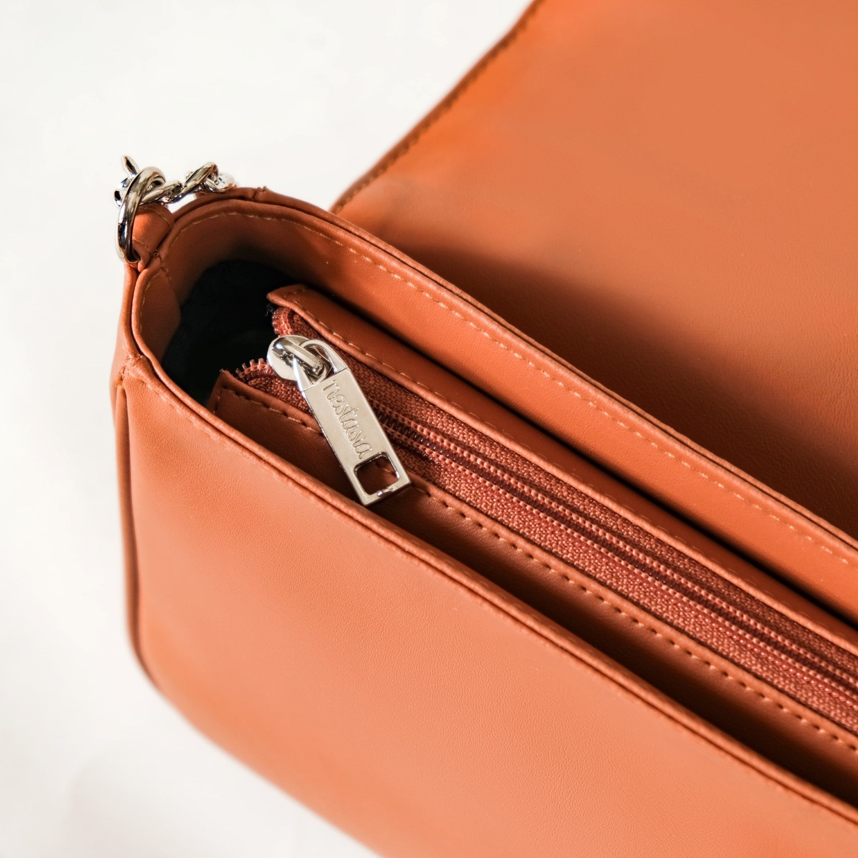 Classic Flap Tan Shoulder Bag With Chain