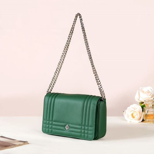 Cypress Green Cross Body Shoulder Bag With Chain