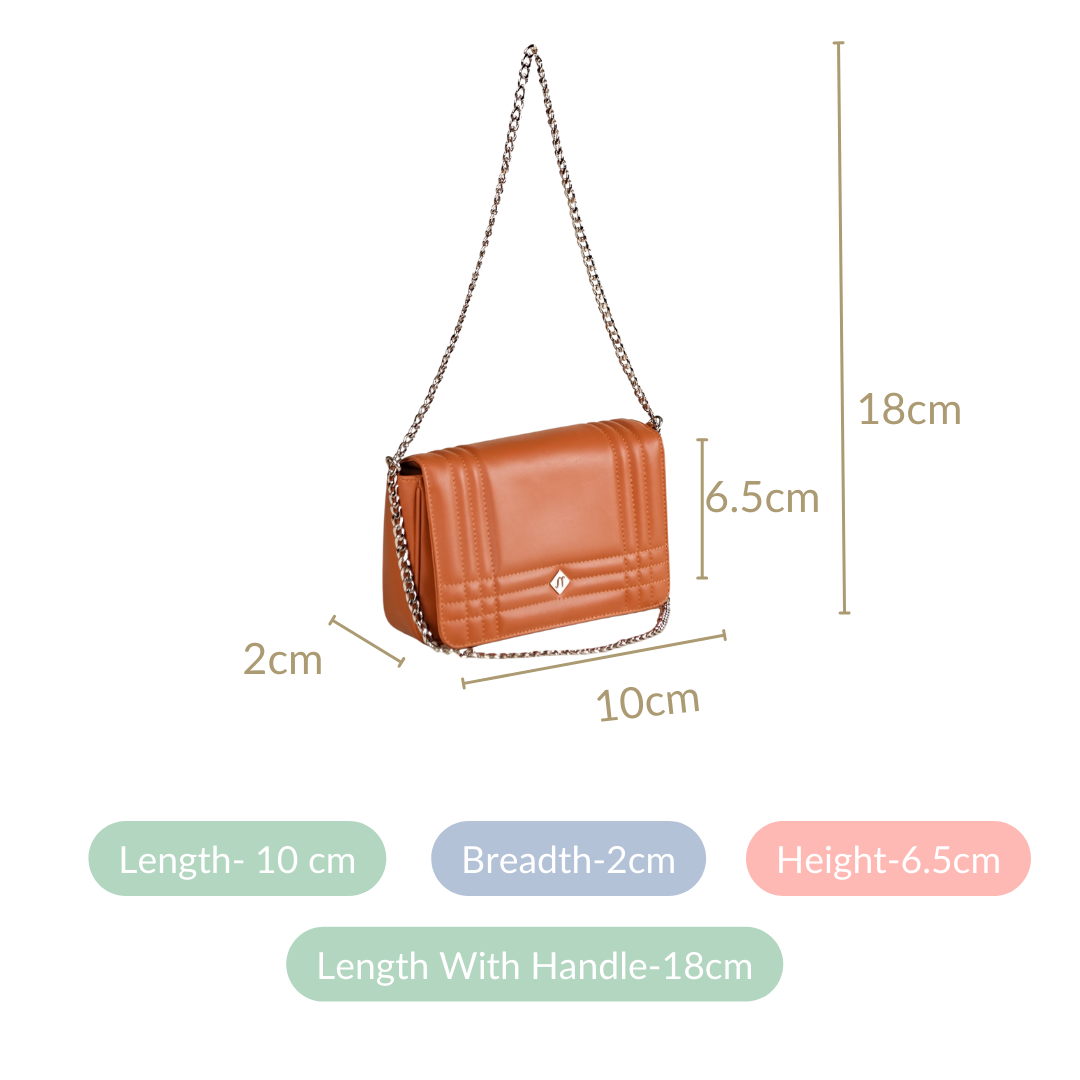 Classic Flap Tan Shoulder Bag With Chain