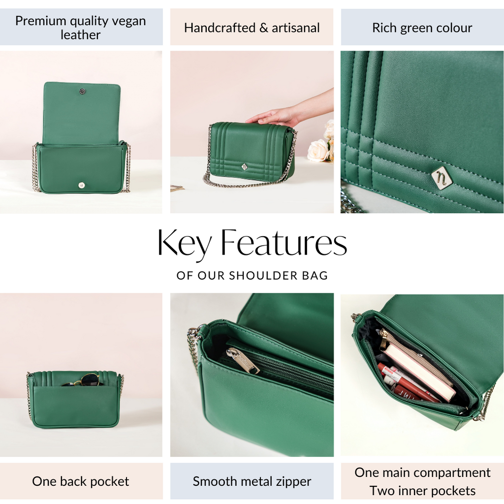 Cypress Green Cross Body Shoulder Bag With Chain