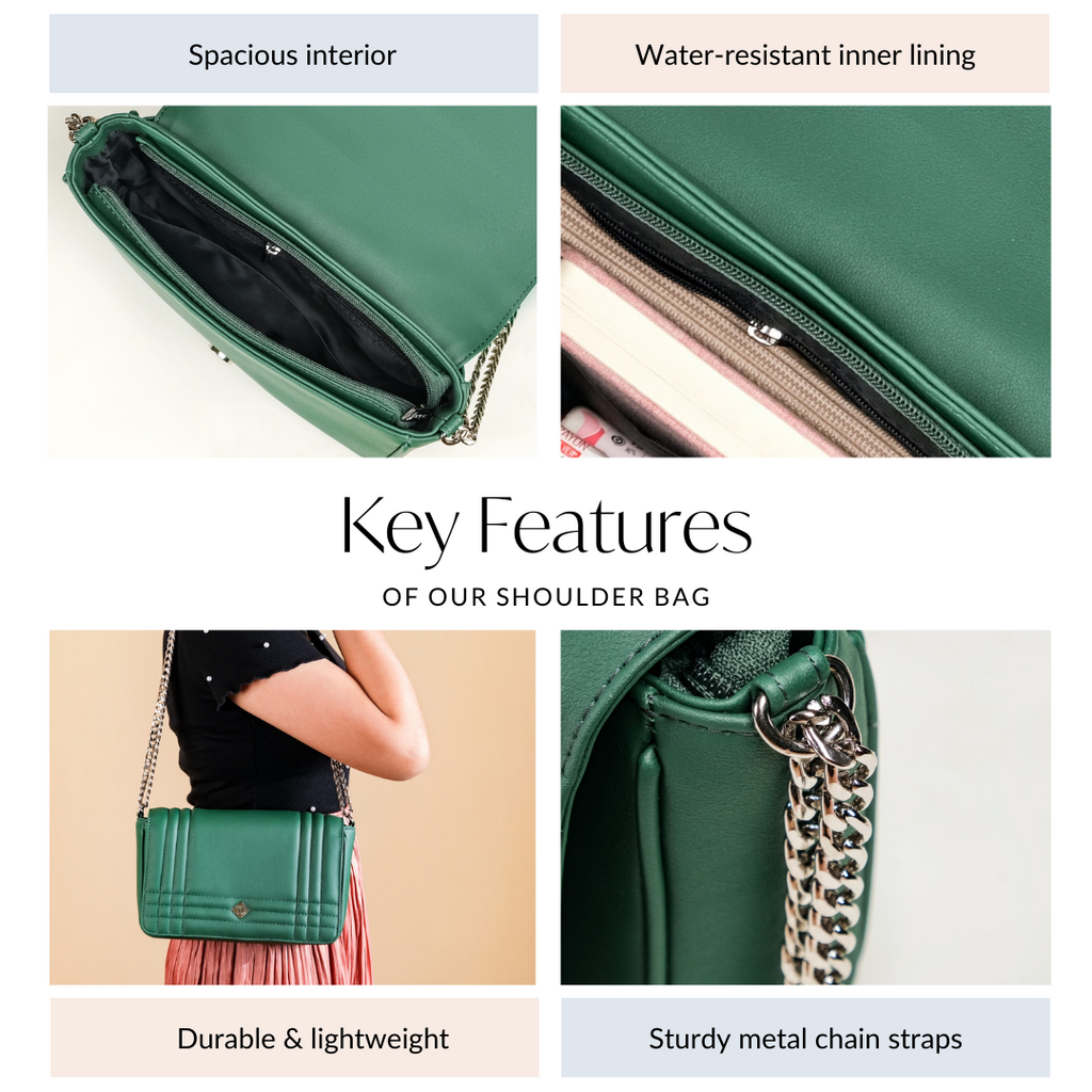 Cypress Green Cross Body Shoulder Bag With Chain