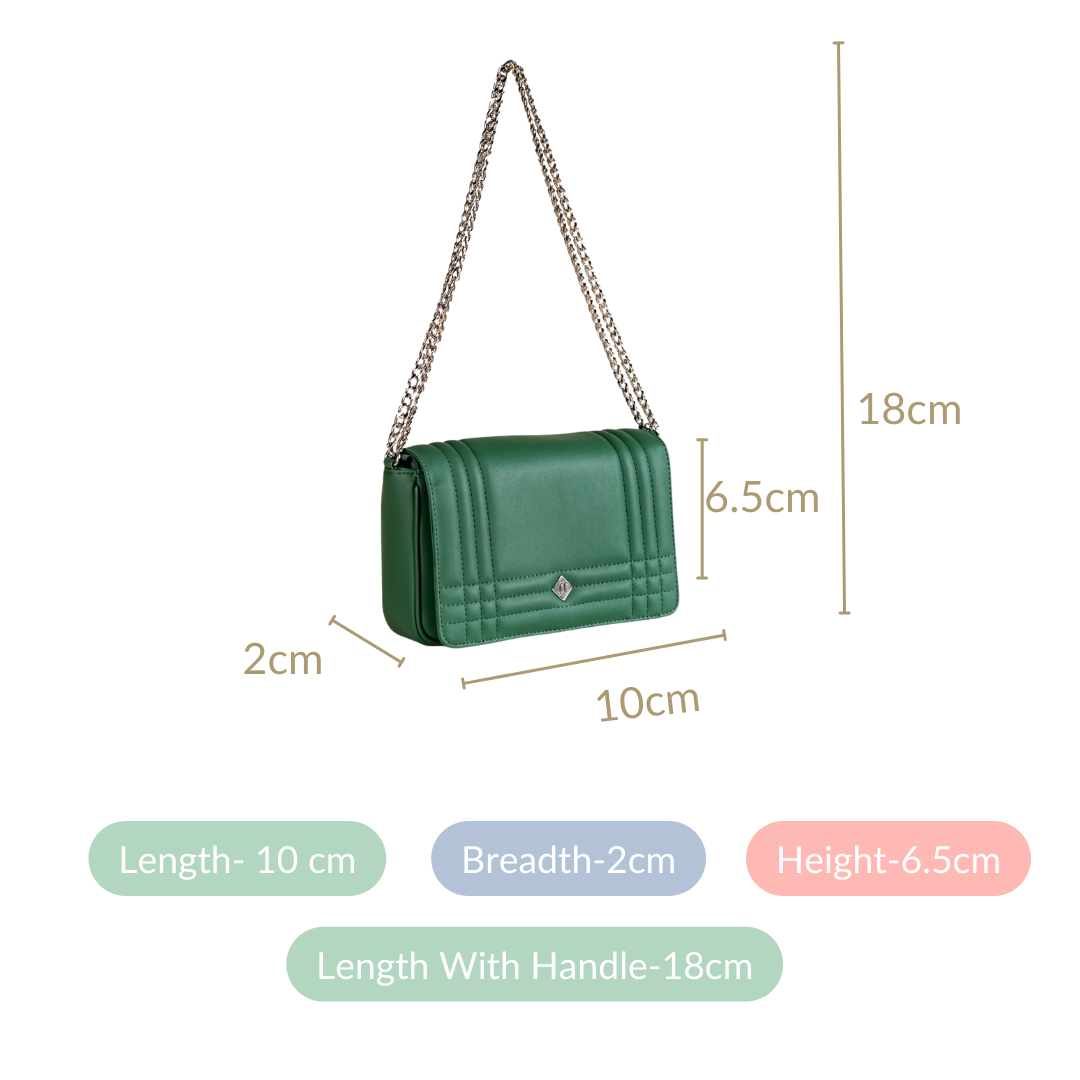 Cypress Green Cross Body Shoulder Bag With Chain