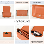 Classic Flap Tan Shoulder Bag With Chain