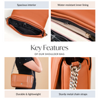 Classic Flap Tan Shoulder Bag With Chain