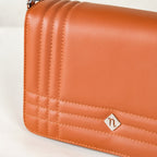 Classic Flap Tan Shoulder Bag With Chain