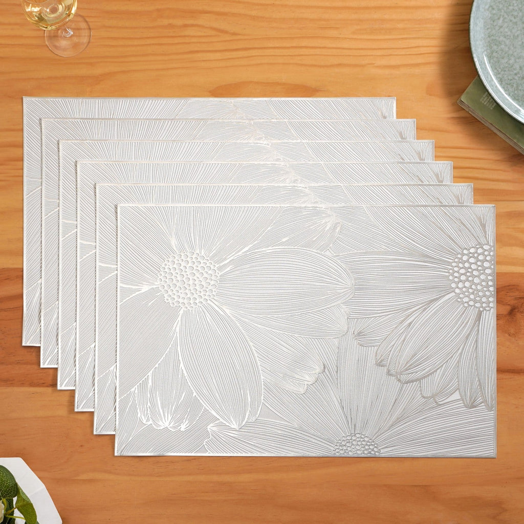 Blooming Flower Silver Table Mat Set Of 6