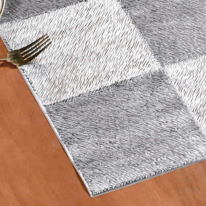 Grid Dining Table Runner Silver Grey 92x35cm