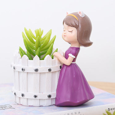 Girl With Basket Planter