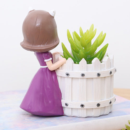 Girl With Basket Planter