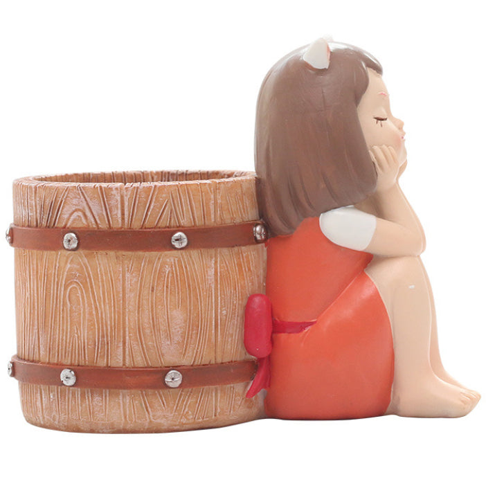 Girl With Basket Planter