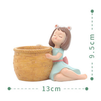 Girl With Basket Planter