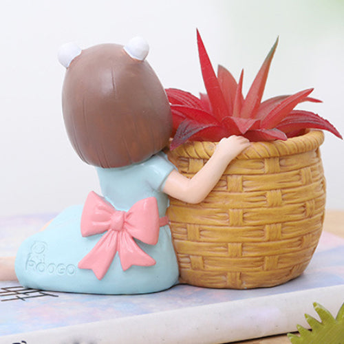 Girl With Basket Planter